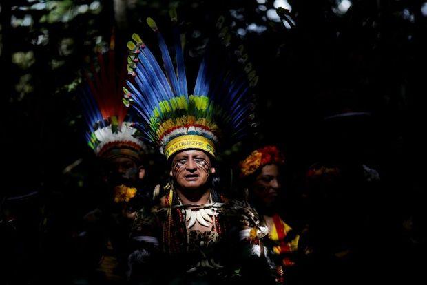 Leden van de Braziliaanse inheemse Pareci-gemeenschap, Campo Novo do Parecis, 26 april 2018 