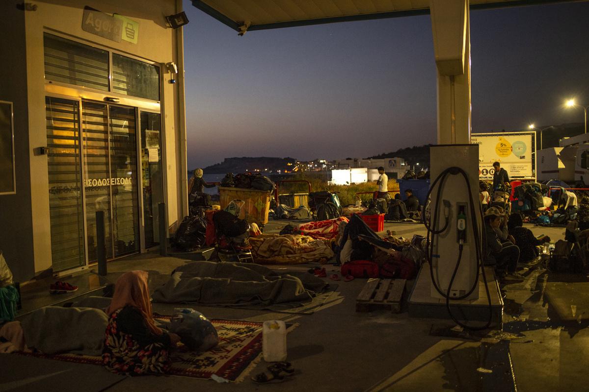 Gestrande migranten op Lesbos, 10 september 2020