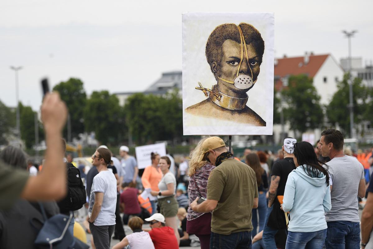 Protest tegen de coronamaatregelen in Stuttgart