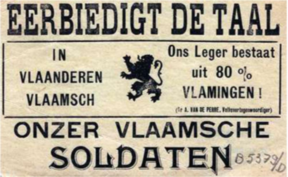 AV: 'In het Belgische leger was een forse Vlaamse oververtegenwoordiging, maar die bedroeg geen tachtig procent en paste in de oververtegenwoordiging van arbeiders en boeren.'