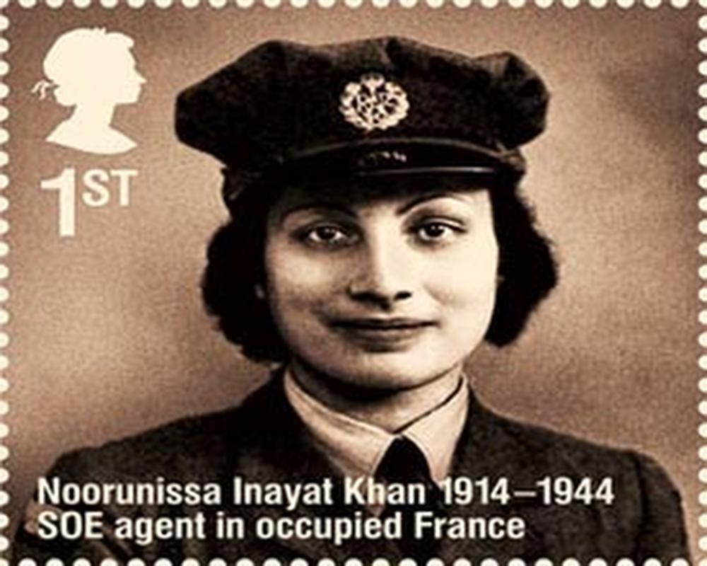 De postzegel van Noor Inayat Khan, uitgebracht door de Royal Mail in 2014, is onderdeel van een reeks over 'opmerkelijke levens'.