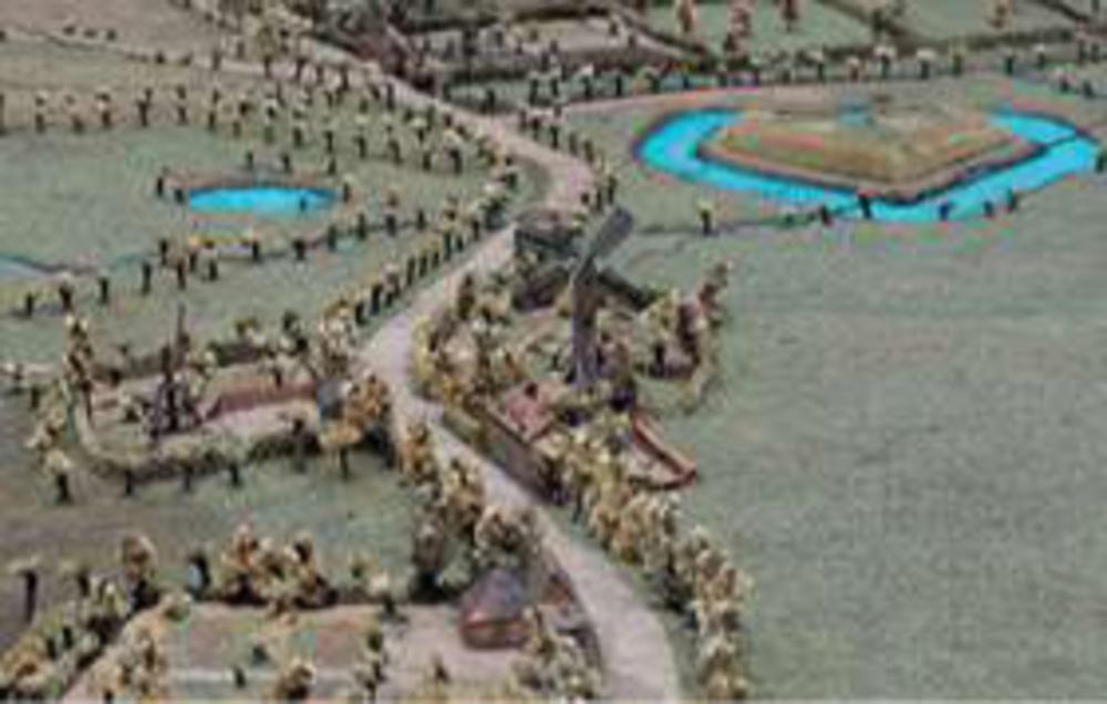 Van links naar rechts: Details uit de maquettes van Oudenaarde (kasteel en markt), Doornik en Ieper. (Foto's PBA Lille, J.M. Dautel)