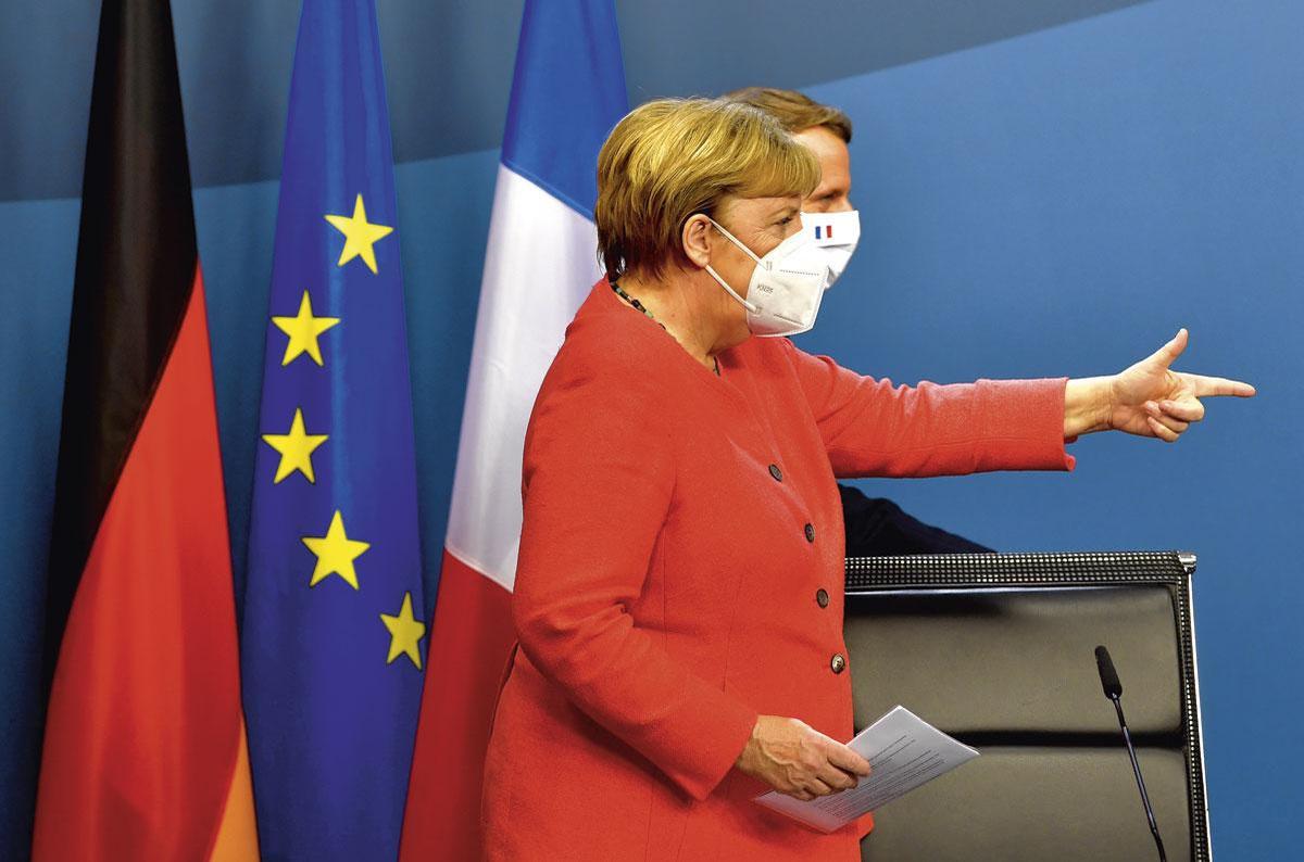 Bondskanselier Merkel en president Macron zetten hun discussies over de eurobonds stop om de economische catastrofe na corona aan te pakken.