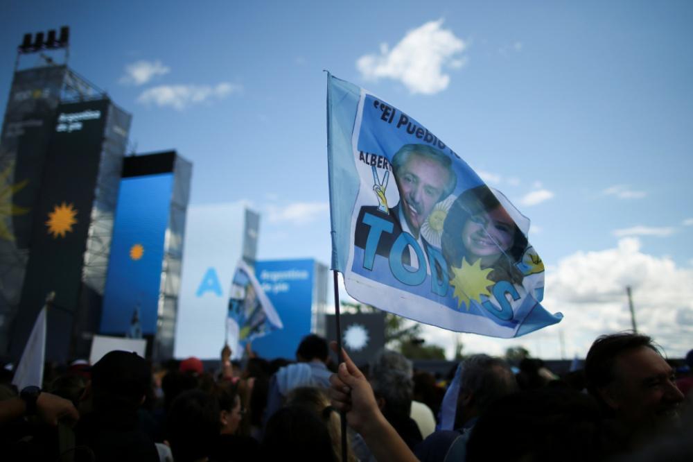 Een verkiezingsbijeenkomst van de Argentijnse presidentskandidaat Alberto Fernandez en diens running mate Cristina Fernandez de Kirchner