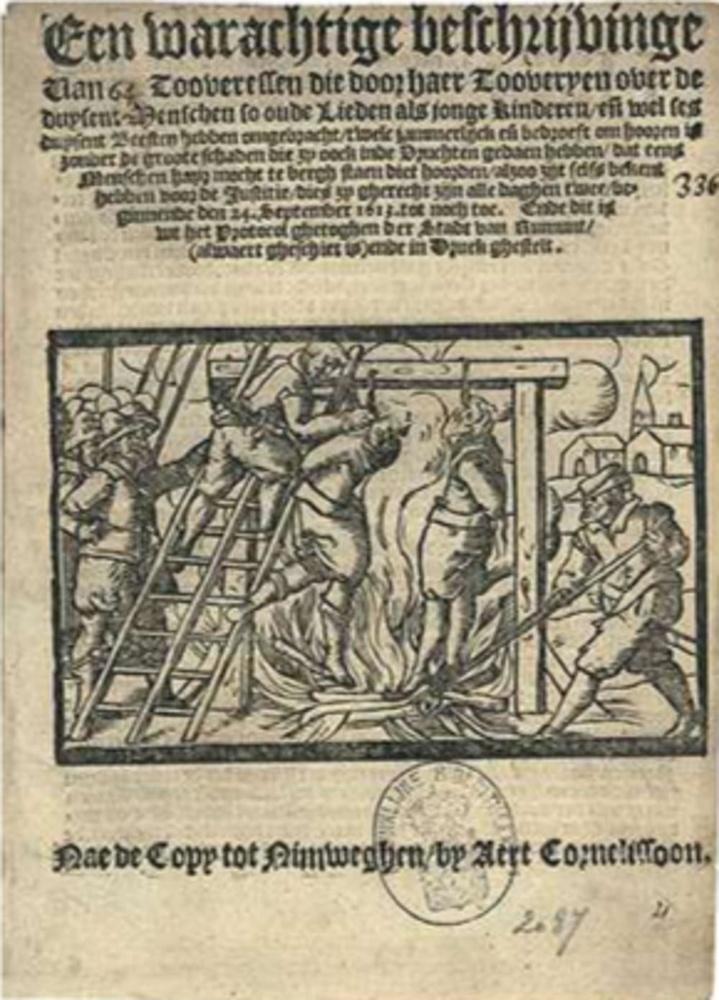 Pamfl et in 1614 te Nijmegen gedrukt met daarin een beschrijving van de Roermondse heksenprocessen van 1613/14.