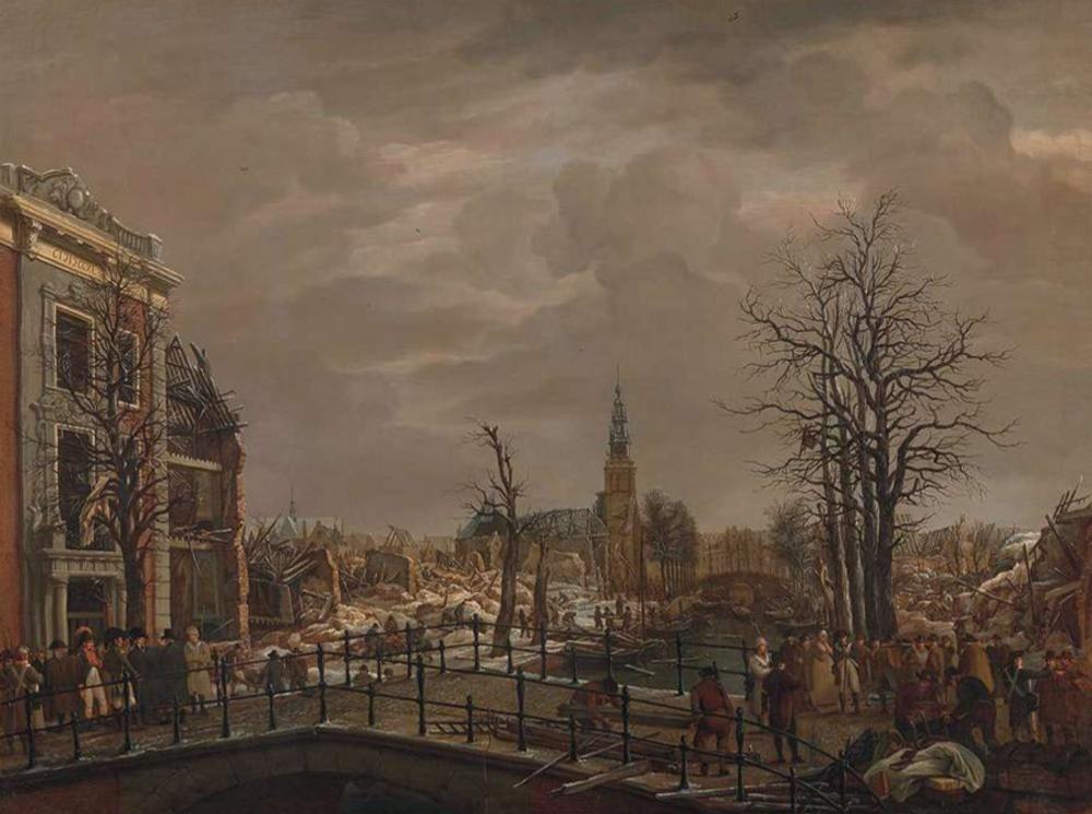 Koning Lodewijk Napoleon bezoekt het door de buskruitramp getroffen Leiden.