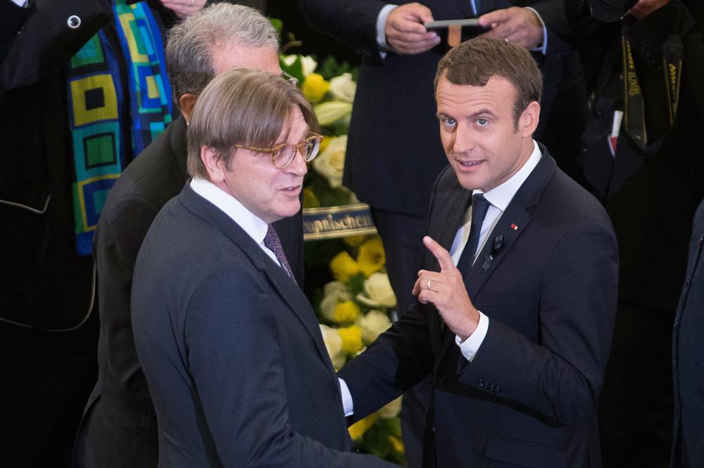 Guy Verhofstadt en Emmanuel Macron