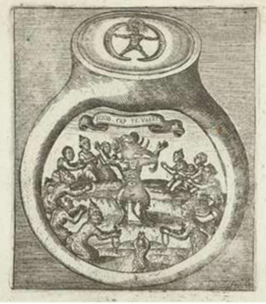 Zegelring en aanbidding van de godheid Ganesha op Ceylon, 1602, Floris Balthasarsz. van Berckenrode, 1646. Dit is den Godt vanden Coninck van Matecalo, die sy aenbidden om Wijsheyt, Rijckdom, ende ghesontheydt. (Rijksmuseum)
