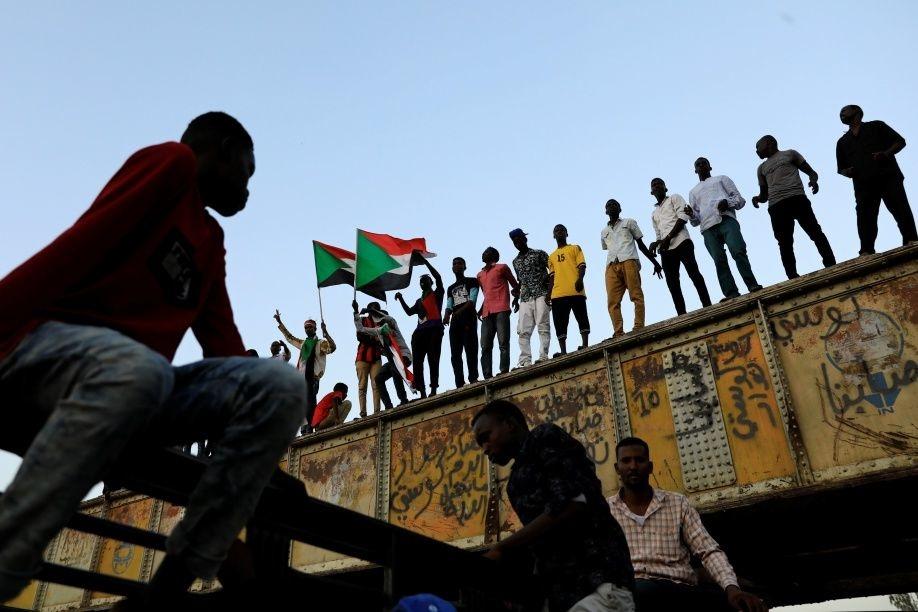 Betogers in de Sudanese hoofdstad Khartoem, 6 mei 2019