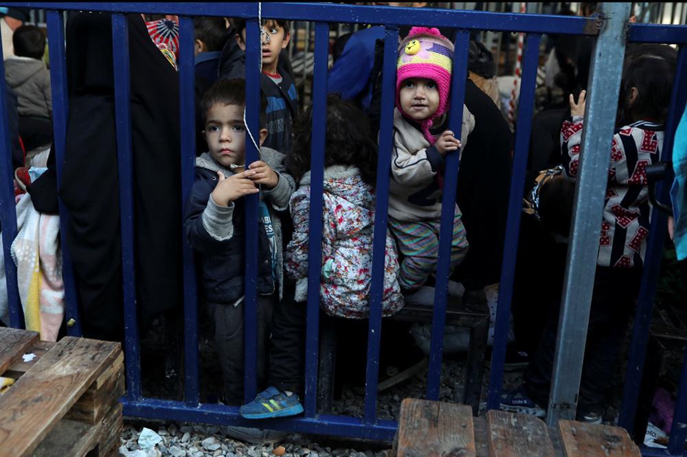 Kinderen in het kamp Moria, op Lesbos, Griekenland, op 27 november 2019.