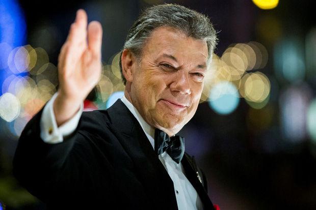Colombiaans president Juan Manuel Santos, 10 december 2016, in Oslo, Noorwegen bij de uitreiking van de Nobelprijs voor de Vrede.