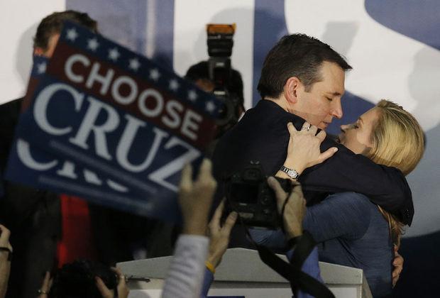 Republikein Ted Cruz na de eerste voorverkiezingen in Iowa.