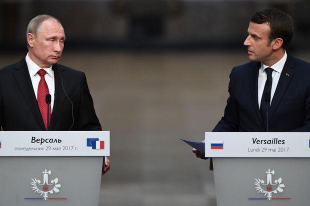 Vladimir Poetin en Emmanuel Macron