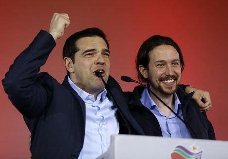 Alexis Tsipras (Syriza) en Pablo Iglesias (Podemos) 