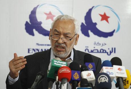 Rached Ghannouchi, leider van de Tunesische islamistische partij Ennahda.