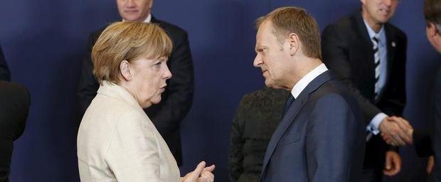Angela Merkel en Donald Tusk 