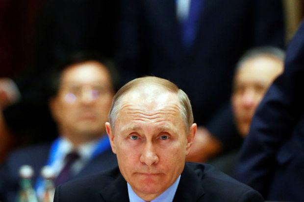 Russisch president Vladimir Poetin op een top in China, 15 mei 2017.