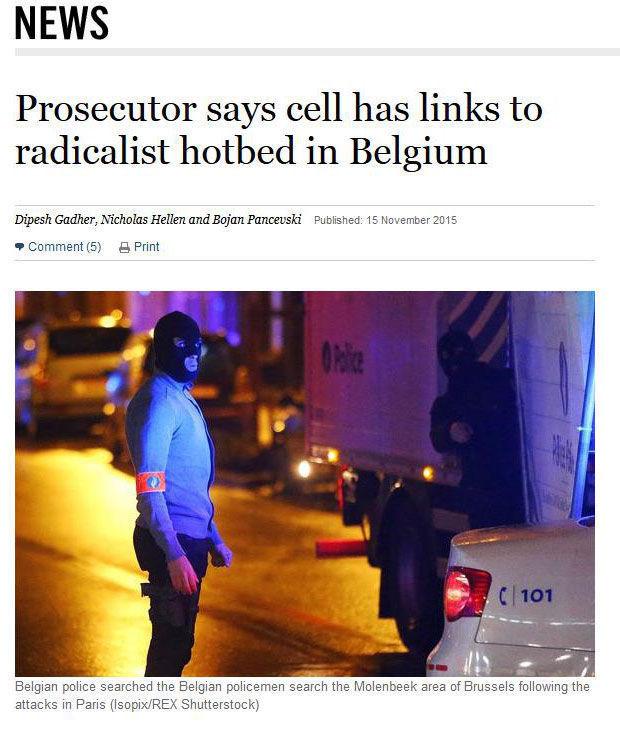 The Sunday Times heeft het over Molenbeek als een 'radicaal broeinest'