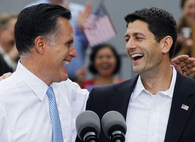 Het verliezende Republikeinse duo in 2012: Mitt Romney en Paul Ryan