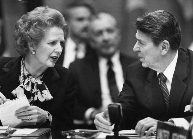 Margaret Thatcher en Ronald Reagan