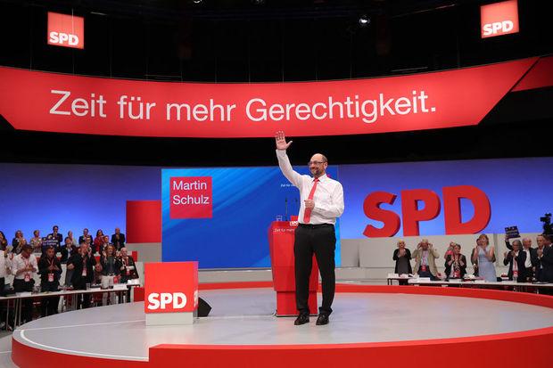 Martin Schulz op de partijdag van de SPD in Dortmund