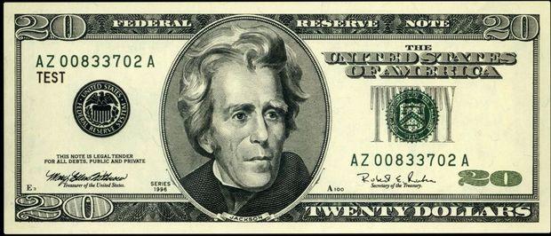 Het huidige 20 dollarbiljet, met Andrew Jackson, vriend van het volk maar vijand van de indianen