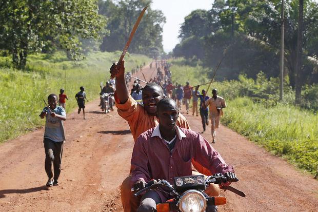 Gewapende mannen in Bambari (foto 2014)