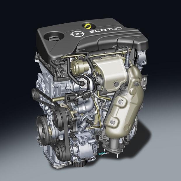 De nieuwe driecilindermotor van Opel die zuiniger en milieuvriendelijker is, maar die ook meer kost dan een viercilinder. Neumann: 'Zeg mij, hoe kan ik een klant uitleggen dat een driecilindermotor veel duurder is dan een viercilindermotor met een grotere inhoud'.