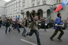 Russische demonstranten in Tallinn in 2007.