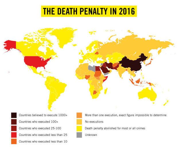 Minstens 1.032 executies in 2016; VS voor eerst sinds 2006 niet in top 5