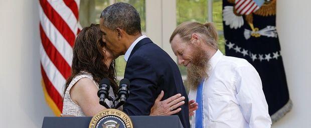  President Barack Obama met Bob en Jami Bergdahl, bij de aankondiging van de vrijlating van hun zoon