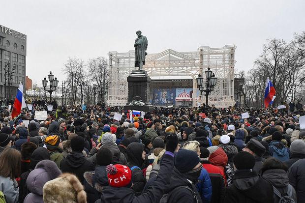 Anti-Poetinbetogers in Moskou, 28 januari 2018