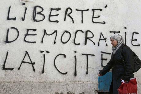 Tunesische graffiti: 'Vrijheid, democratie en secularisme', 1 februari 2011.