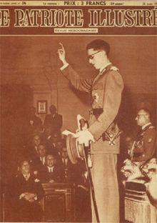 Boudewijn legt de eed af als koninklijke prins, op 11 augustus 1950. Beeld: cover van Le Patriote Illustré. 