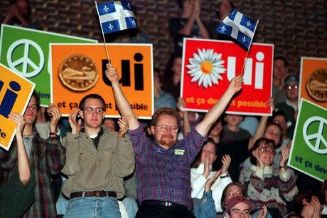 Montréal in 1995 tijdens een manifestatie voor de onafhankelijkheid van Québec