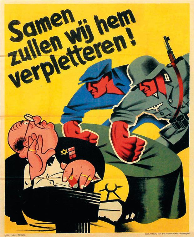 Affiches uit het Leuvense stadsarchief affiche van een niet-gesigneerde oproep tot antisemitisme (1944). 
