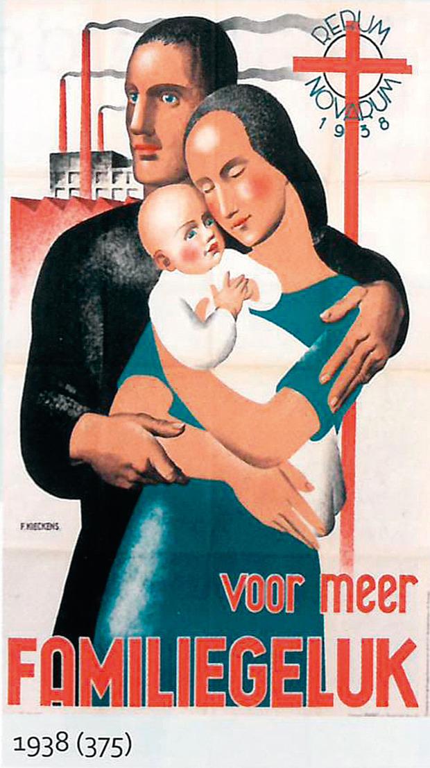 Affiches uit het Leuvense stadsarchief affiches van de Christelijke Vakbond (1938) en de Liberale Partij (1954). 