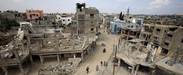 Vernielde huizen in Gaza