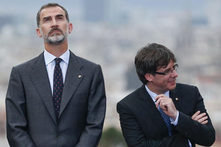 Spaanse Koning Felipe en Catalaans president Carles Puigdemont