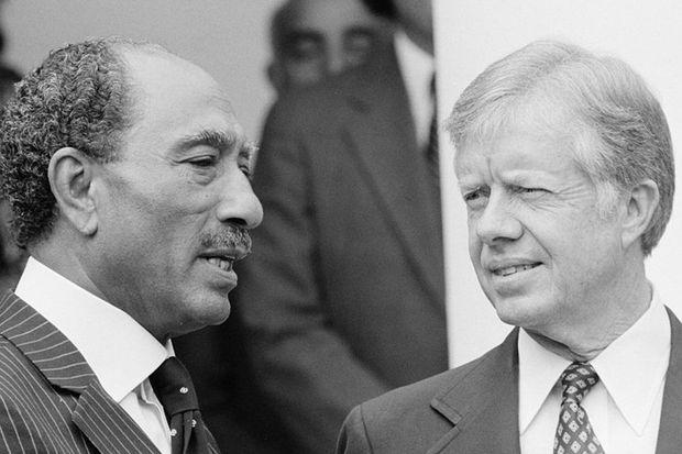 Anwar Sadat en Jimmy Carter in 1980
