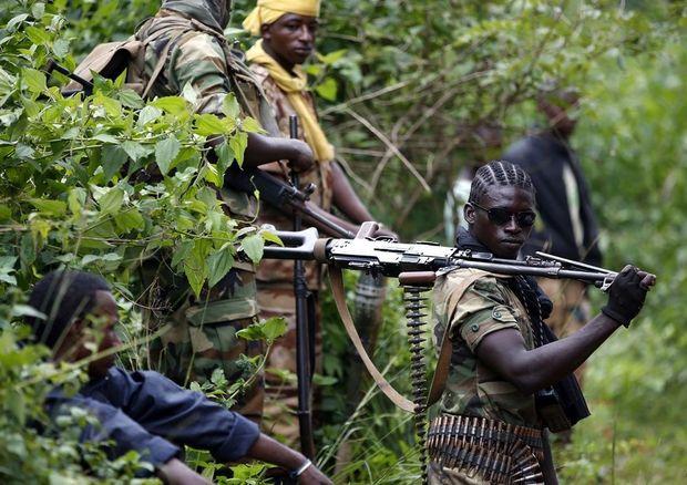 Séléka-patrouille aan de grens met Congo