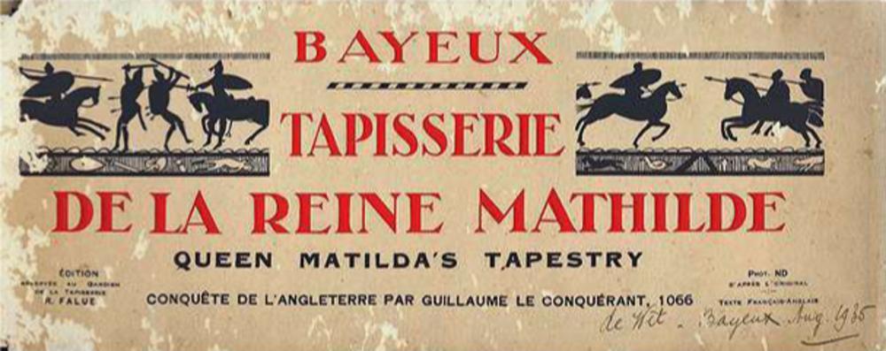 Titelpagina van de bezoekersgids van het Tapijt van Bayeux uit 1935.