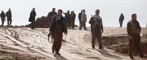 Koerdische peshmerga in de strijd tegen Islamitische Staat in de omgeving van Mosul.