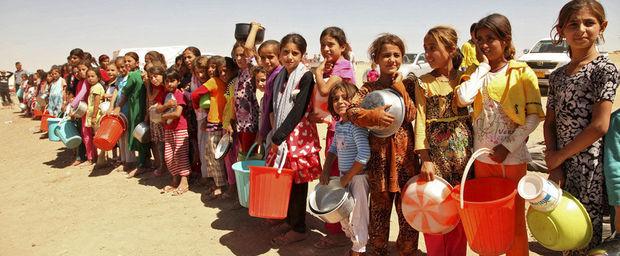 Yezidi-kinderen op de vlucht voor het geweld, in een vluchtelingenkamp in Irak (Dohuk).