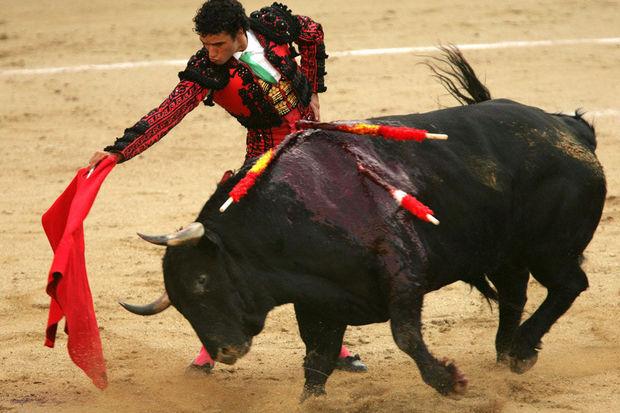 Stierengevecht in de Las Ventas-ring in de Spaanse hoofdstad Madrid.