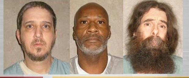 Richard Glossip, John Grant en Benjamin Cole, drie terdoodveroordeelden uit Oklahoma die een proces aanspanden tegen de dodelijke injecties