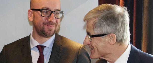 Federaal premier Charles Michel (MR) en Vlaams minister-president Geert Bourgeois (N-VA)