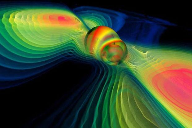Gravitatiegolven ontstaan door onder meer het samensmelten van twee zwarte gaten. 