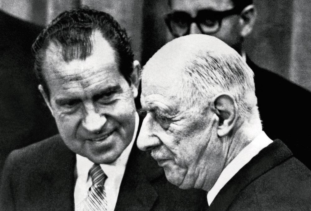 Richard Nixon en Charles de Gaulle. 'In hun land waren ze allebei kandidaten van het establishment. Toch wonnen ze in het zogenoemde revolutiejaar 1968 allebei de verkiezingen.'