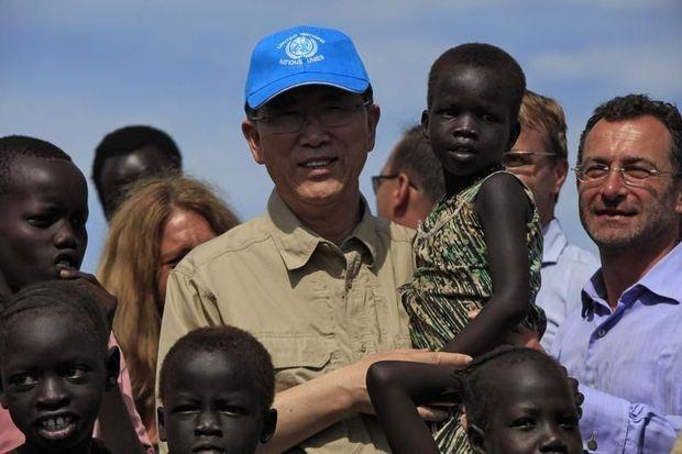 VN-Secretaris-Generaal Ban Ki-moon in Zuid-Soedan 